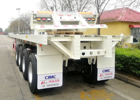Trailers de camions CIMC HUAJUN 4 essieux Plateforme de 45 pieds Contenant Semi-remorque 13950*2500*1450