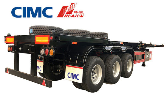 CIMC HUAJUN 3 essieu 40 pieds conteneur plat semi-remorque avec 12 serrures de torsion et 12380 * 2500 Taille