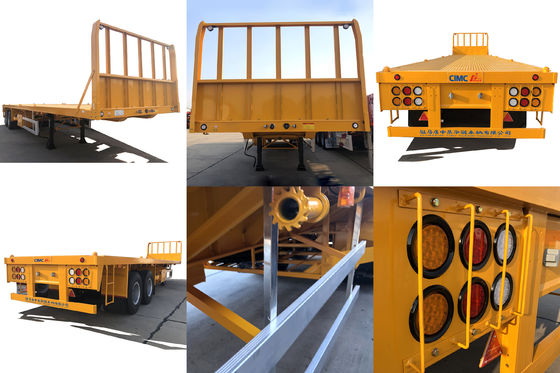 CIMC HUAJUN 3 essieu 40 pieds conteneur plat semi-remorque avec 12 serrures de torsion et 12380 * 2500 Taille