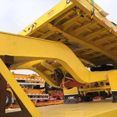 Semi-remorque à trois essieux à plat double relié pour le transport de conteneurs de 200 tonnes de 40 pieds