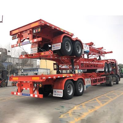 40T Max charge utile Suspension aérienne glissade extensible Esquelette conteneur châssis Semi-remorque