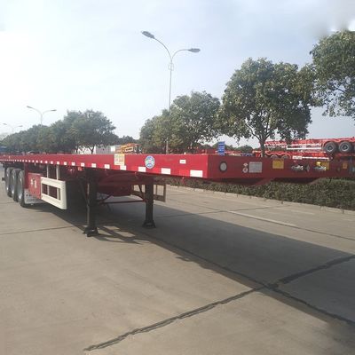 Suspension à ressort à feuilles 3 essieux 40 pieds conteneur plat Semi-remorque pour un déchargement facile