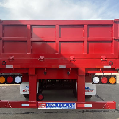 60 tonnes de charge utile maximale sur 3 essieux semi-remorque à plat avec porte latérale et clôture de chargement latérale