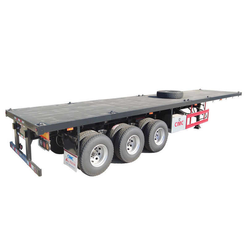Suspension à ressort à feuilles 40 pieds conteneur à poutre droite transport semi-remorque avec 12 serrures de torsion